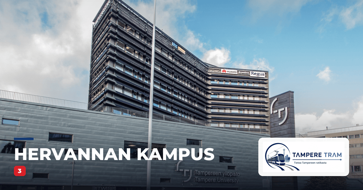 Tampereen ratikka Hervannan kampus ratikkapysäkillä — linjat 3