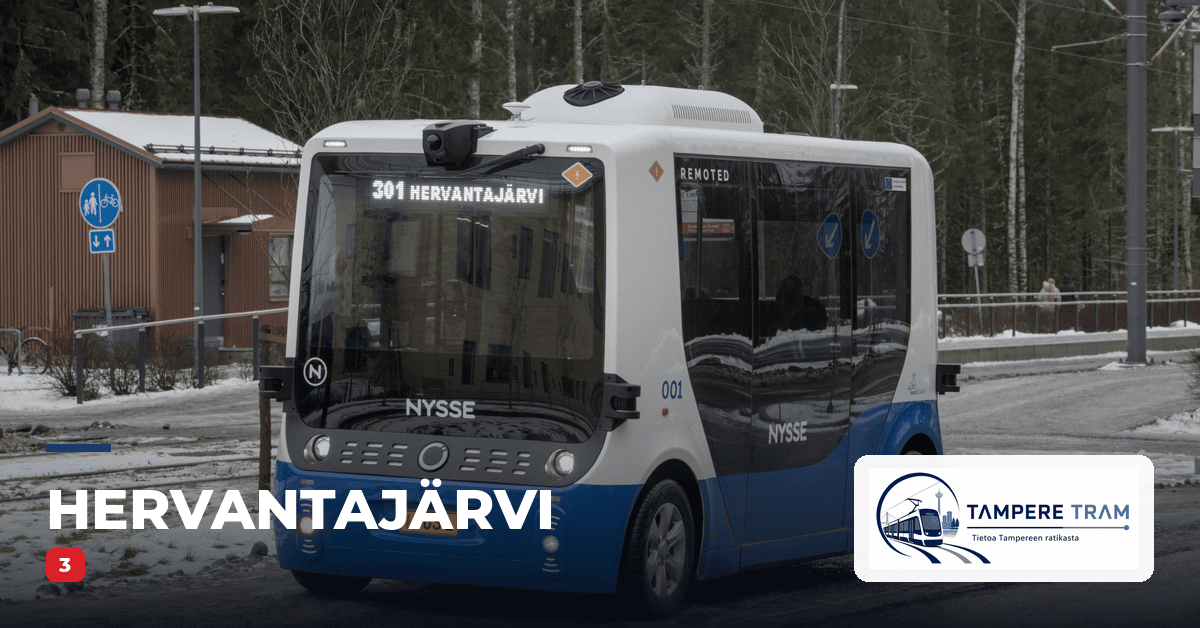 Tampereen ratikka Hervantajärvi ratikkapysäkillä — linjat 3