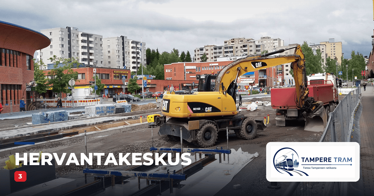 Tampereen ratikka Hervantakeskus ratikkapysäkillä — linjat 3
