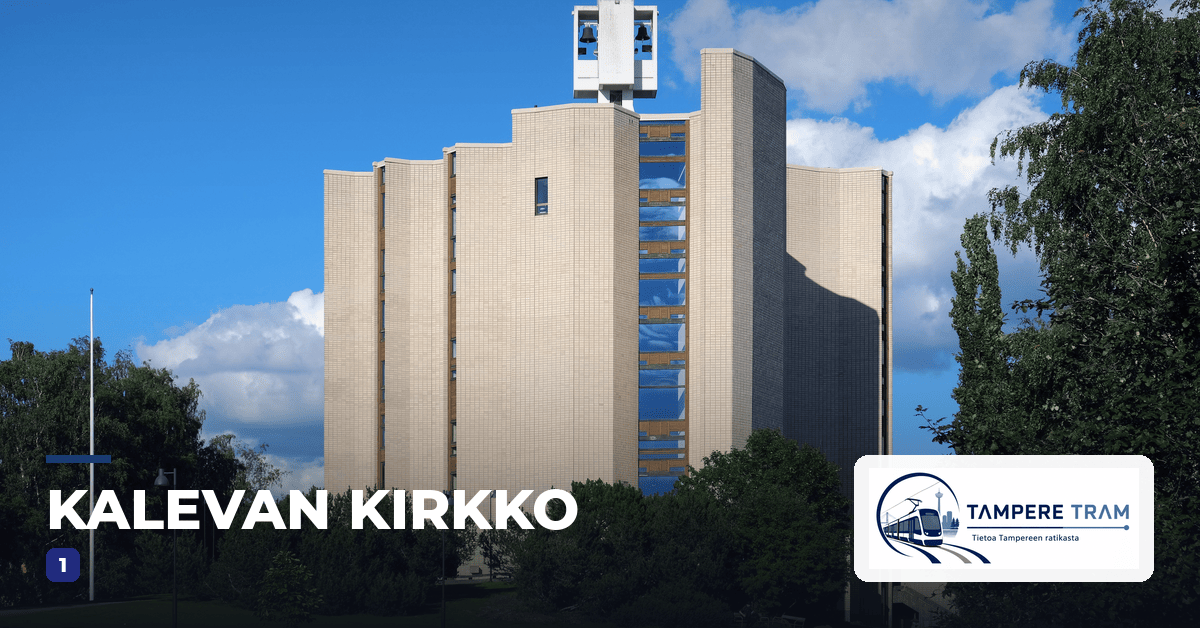 Tampereen ratikka Kalevan kirkko ratikkapysäkillä — linjat 1