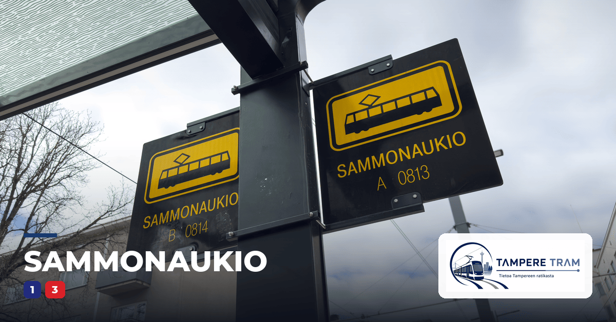 Tampereen ratikka Sammonaukio ratikkapysäkillä — linjat 1, 3