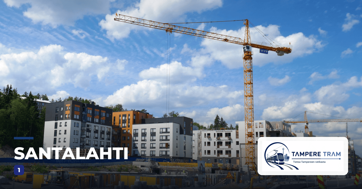 Tampereen ratikka Santalahti ratikkapysäkillä — linjat 1